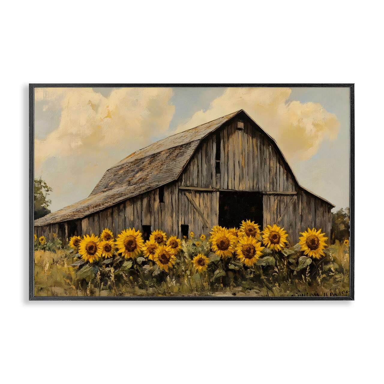 Stupell Industries Barn In Sunflower Field Framed Giclee, design by Franklyn Gregory